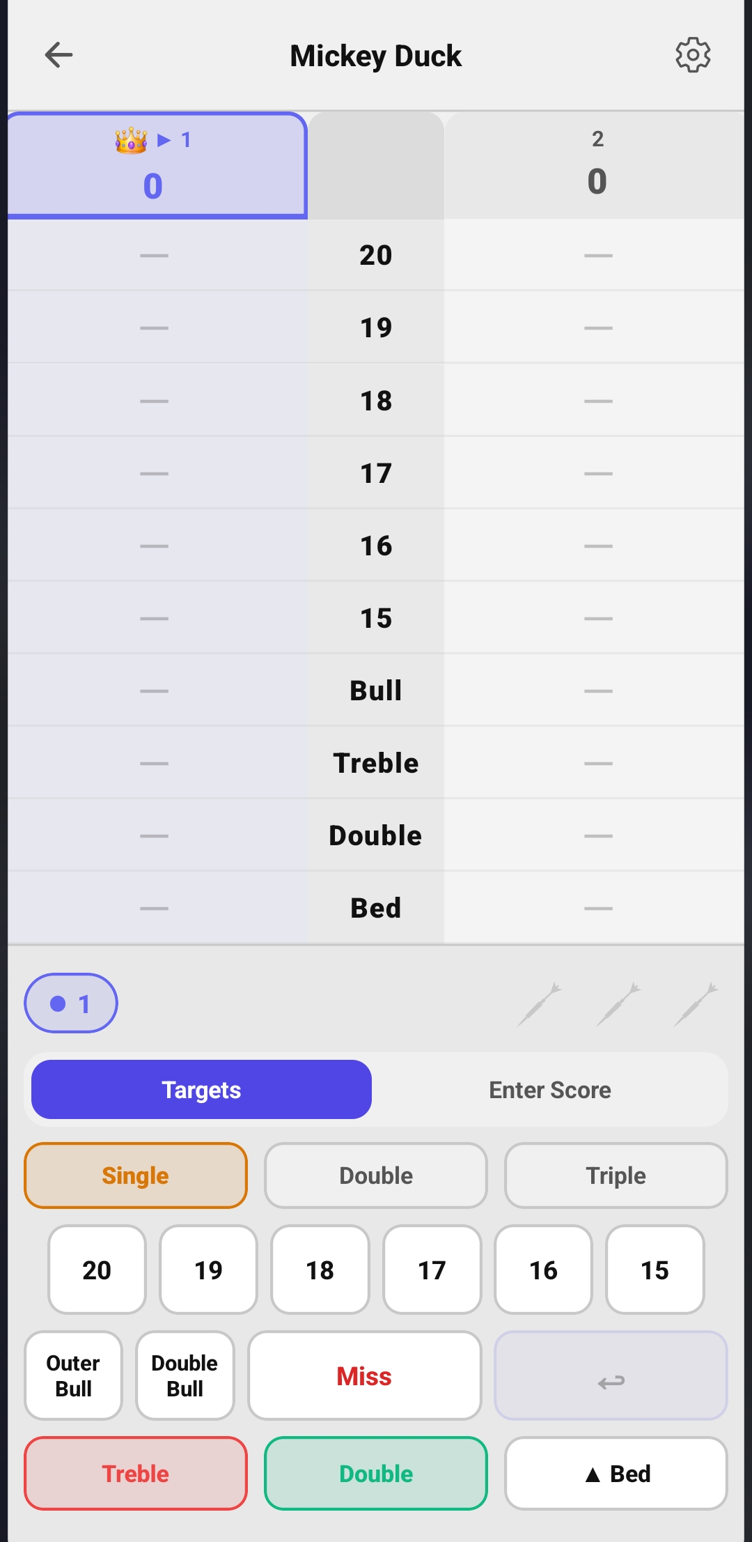 Mickey Duck options menu